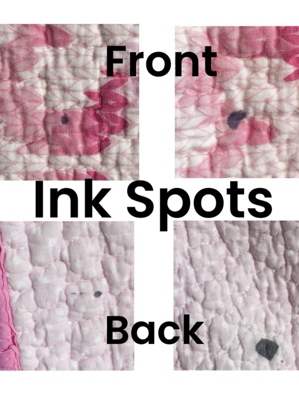King Size Pink White Quilted Bedspread Cottagecore Floral Weight 7 lbs - Picture 7 of 7